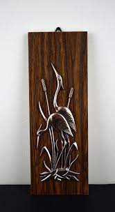 Heron Reeds Bird Wall Hanging Mid