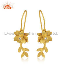 white zircon yellow gold plated br
