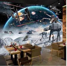 3d Star Wars Cartoon Wall Mural Battle