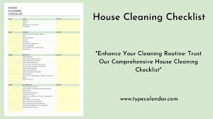 free printable house cleaning checklist