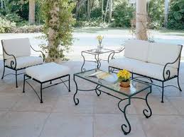 wrought iron patio furniture with red