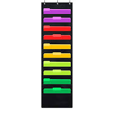 Godery Premium Hanging File Folder Organizer 10 Pockets 3 Hangers Cascading Wall Organizer Perfect For Home Organization School Pocket Chart