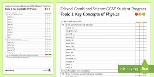 Key Concepts Of Physics Ks4 Progress Sheet