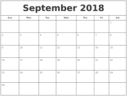 Free September 2018 Calendar In Printable Format Templates