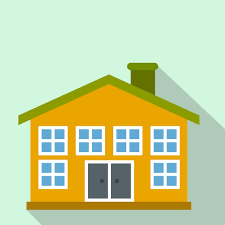 Yellow Twoy House Flat Icon On A