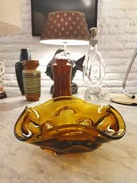 Large Bowl In Amber Murano Glass 1960s