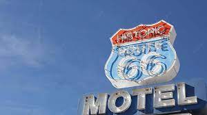 route 66 motel sign in arizona desert