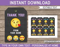 Scroll down the page to download a free thank you card today, and if you like what you see please do share this page with your friends and family too! Emoji Party Favor Tags Template Emoji Theme Thank You Tags
