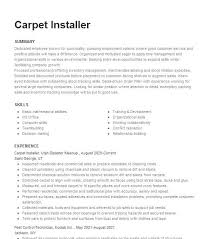 carpet installer resume sle