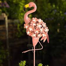 Homeimpro Garden Solar Lights Flamingo Pathway Outdoor Stake Metal Lights Waterproof Warm White Led For Lawn Patio Or Courtyard