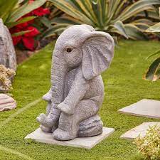 Luxenhome Gray Mgo Sitting Elephant Statue Whst1438