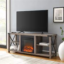 Walker Edison Industrial Fireplace Tv