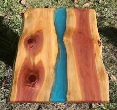 Only 1 available and it's in 1 person's cart. Handmade Live Edge Red Cedar Wood Light Blue Epoxy Resin Side Small Coffee Table 199 99 Picclick
