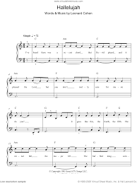 hallelujah sheet for piano solo