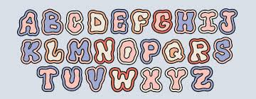 colorful kawaii alphabet letters set