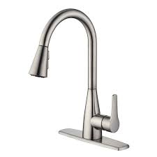 The labor cost to install or replace a kitchen, bathroom, or bathtub faucet is $45 to $150 per hour, with plumbers charging for an hour or two. Project Source Ellesburg Stainless Steel 1 Handle Deck Mount Pull Down Handle Kitchen Faucet Deck Plate Included Lowes Com Stainless Kitchen Faucet Stainless Steel Kitchen Faucet Kitchen Faucet With Sprayer