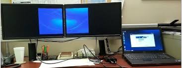 multi monitor setup with a laptop and