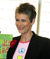 In 2002, jamie lee curtis posed for more magazine with no makeup and no retouching. Jamie Lee Curtis With Super Short Hair Cut Closely Around Her Ears