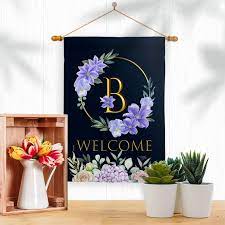 Welcome B Initial Fl Garden Flag