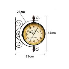 Wrought Iron Wall Clock Brown White