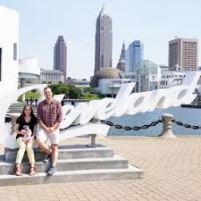 downtown cleveland with a young child