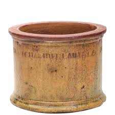Antique Yellow Rustic Cylinder Planter