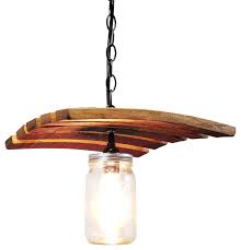 Wine Barrel Stave Mason Jar Hanging Pendant Light Eclectic Pendant Lighting By Central Coast Creations