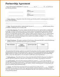 Business Partnership Agreement Template Free List Of Small Business