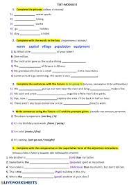 Complete The Sentences Using The Prompts In Brackets - Test 8 (Full Blast 1) worksheet