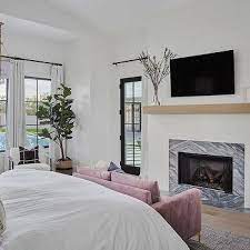 Shiplap Bedroom Fireplace Wall Design Ideas