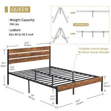 Vecelo Queen Size Metal Platform Bed