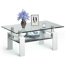 Costway Rectangle Glass Coffee Table