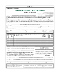 Sample Blank Bill Of Lading 9 Examples In Pdf
