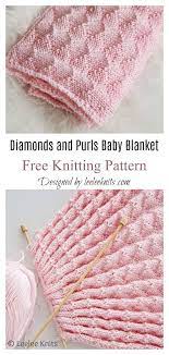 Finished size 33 x 55. Diamonds And Purls Baby Blanket Free Knitting Pattern Knitting Patterns Free Blanket Baby Blanket Knitting Pattern Easy Knitting Patterns
