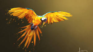 wallpaper 4k macaw low poly digital art