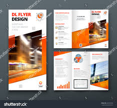 Tri Fold Brochure Design Orange Dl Stock Vector Royalty Free