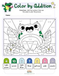 addition color by number worksheets