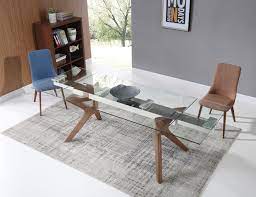 Clear Glass Rectangular Extendable Table