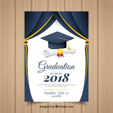 Classic Graduation Invitation Template With Flat Design