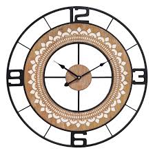 Wood Metal Round Wall Clock 24