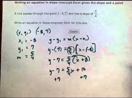 Writing An Equation In Slope Intercept