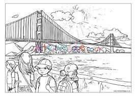 Welcome to our supersite for interactive & printable online coloring pages! Golden Gate Bridge Colouring Page