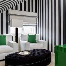 black and white vertical striped walls