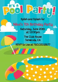 pool birthday party invitations for