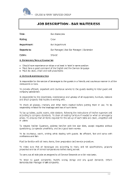 Waitress Resume Job Description Under Fontanacountryinn Com
