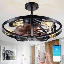 20 caged flush mount ceiling fan light