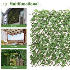 Costway 3pc Artificial Leaf Faux Ivy Privacy Fence Screen Expandable Retractable Green