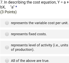 Cost Equation Y A Bx