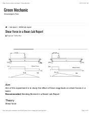 shear force in a beam lab report