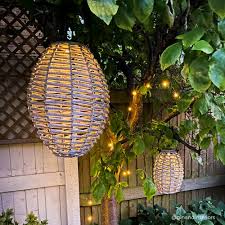 31cm Solar Power Rattan Hanging Led